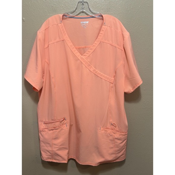 SCRUBSTAR Performance Womens 3XL 3XG Peach Salmon Scrub Top Medical Nurse - Picture 1 of 4